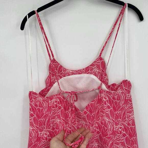 Lauren James Women's Pink & White Floral Halter Daisy Mini Swing Dress Sz Medium - Picture 8 of 12